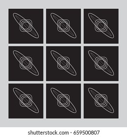 geometric abstraction with white figures on gray background