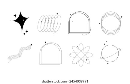 Geometric Aesthetic Y2K Element Set