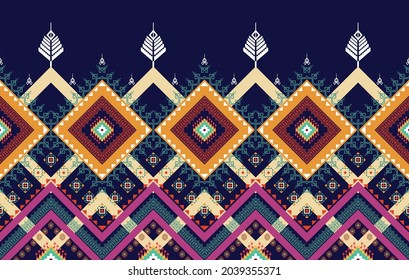 Geometric African ethnic pattern. Aztec fabric carpet mandala ornament boho chevron textile decoration wallpaper. Tribal Indian turkey traditional embroidery oriental vector illustrations background.