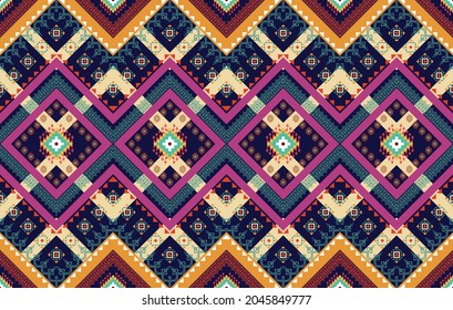 Geometric African ethnic pattern. Aztec fabric carpet mandala ornament boho chevron textile decoration wallpaper. Tribal Indian turkey traditional embroidery oriental vector illustrations background.