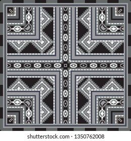 geometric African pattern. Ethnic ornament on the carpet. Aztec style. Tribal ethnic vector texture. Embroidery on fabric. Indian, Mexican, folk pattern. Quilting, patchwork, jacquard.