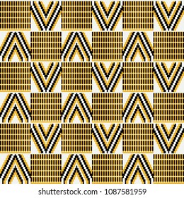 Geometric African print. Cloth kente. Seamless pattern.