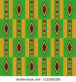 Geometric African print. Cloth kente. Seamless pattern.