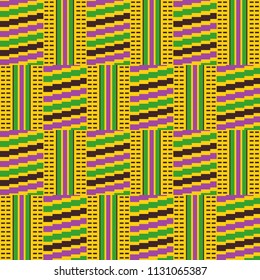 Geometric African print. Cloth kente. Seamless pattern.