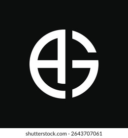 Geometric Ag or Ga monogram logo in circle shape with minimal design. Ideal for modern branding, business identity, and professional vector-based creative logo use.