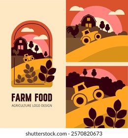 Geometric Agriculture Logo. Farm Food Designs in a vector illustration.
