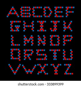 Geometric alphabet. Geometric font. ABC letters.