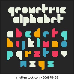 Geometric alphabet. Font design, vector.