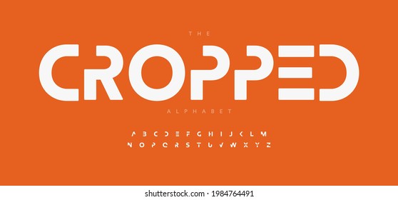 Geometric alphabet letter font. Modern logo typography. Minimal futuristic vector typographic design. Cropped type for abstract logo, headline, title, monogram, lettering, branding, apparel