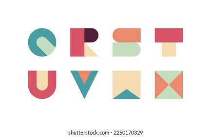 Geometric alphabet and modern abstract typeface with numbers, punctuation marks, stylized colorful typography character, alphabet flat vector illustration.