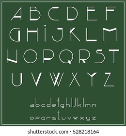 Geometric alphabet. Uppercase and lowercase. Vector graphics.