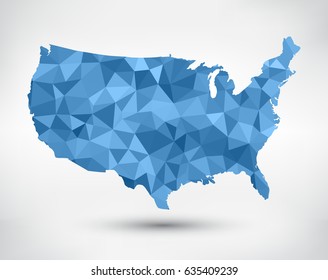 Geometric American map.Polygonal map of USA.