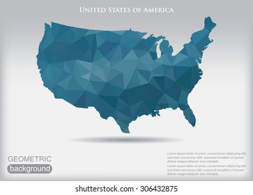 Geometric American map.Polygonal USA map.Vector illustration.