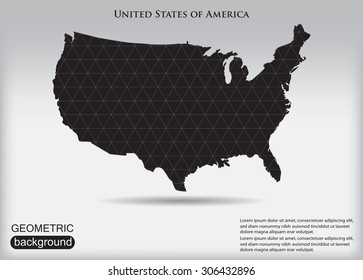 Geometric American map.Polygonal USA map.Vector illustration.