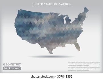 Geometric American map.Polygonal USA map.Vector illustration,