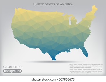 Geometric American map.Polygonal USA map.Vector illustration.