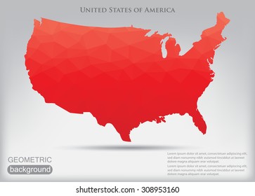 Geometric American map.Polygonal USA map.Vector illustration.