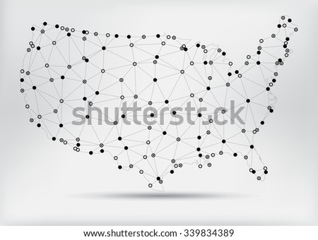 Geometric American map.Polygonal USA map.Vector illustration.