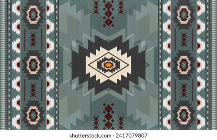 Geometric American tribal pattern, Aztec tribal textile, Navajo style, Mexican fabric, seamless pattern of vector decorations.