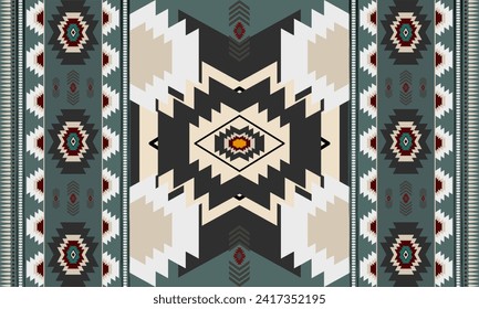 Geometric American tribal pattern, Aztec tribal textile, Navajo style, Mexican fabric, seamless pattern of vector decorations.