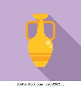 Geometric amphora icon flat vector. Ancient vessel. Art shape