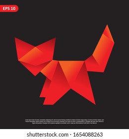 Vector de diseño de animales geométricos, rojo combinado y color anaranjado pequeño en fondo negro. cambiar el color y trabajar bien en el fondo oscuro y claro