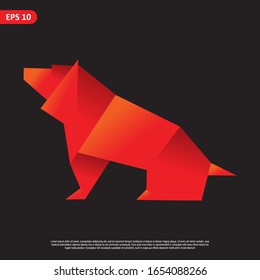 Geometric Animal design vector, combined red and little bit orange color in black background. change able color and work well in both dark and light background