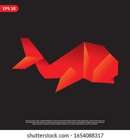 Vector de diseño de animales geométricos, rojo combinado y color anaranjado pequeño en fondo negro. cambiar el color y trabajar bien en el fondo oscuro y claro