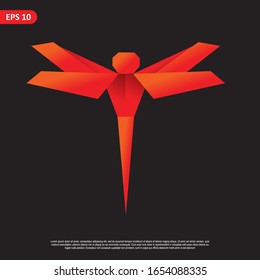 Geometric Animal design vector, combined red and little bit orange color in black background. change able color and work well in both dark and light background