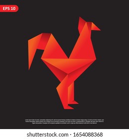 Geometric Animal design vector, combined red and little bit orange color in black background. change able color and work well in both dark and light background