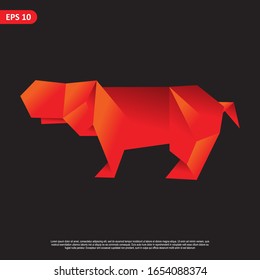 Geometric Animal design vector, combined red and little bit orange color in black background. change able color and work well in both dark and light background