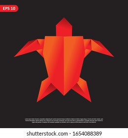 Vector de diseño de animales geométricos, rojo combinado y color anaranjado pequeño en fondo negro. cambiar el color y trabajar bien en el fondo oscuro y claro