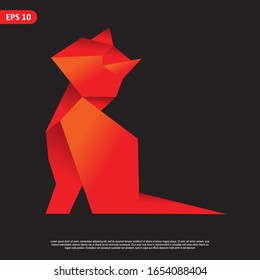 Geometric Animal design vector, combined red and little bit orange color in black background. change able color and work well in both dark and light background