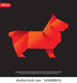 Geometric Animal design vector, combined red and little bit orange color in black background. change able color and work well in both dark and light background