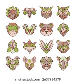 Geometric Animal Faces: A Collection of Polygon-Style Animal Head Illustrations