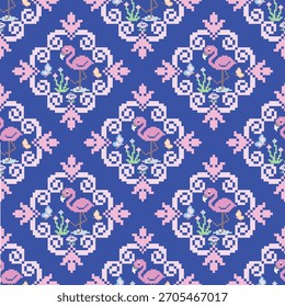 Geometric animal and floral patterns designed for wallpaper, tiles, backgrounds, decoration, fabrics, clothing, seamless.