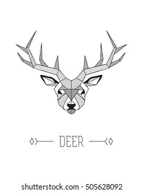 Geometric animal head. Deer. Vector minimalistic linework illustration.