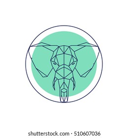 Geometric animal head elephant outline. Vector illustration.