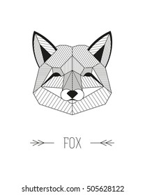 Geometric animal head. Fox. Vector minimalistic linework illustration.