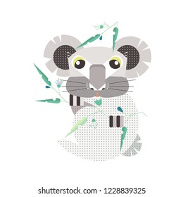 Geometric animal Koala. Flat vector illustration. Perfect for banners, prints, flyers.Web illustration.