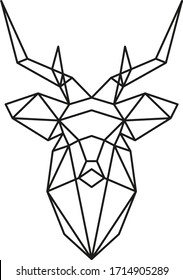 Geometric Animal, Modern Printable Wall Art, Geometric Linear Polygonal Animal, Contour for tattoo, logo, emblem, vector, illustration, Scandinavian style, Abstract Polygonal the Head of Deer