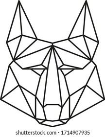 Geometric Animal, Modern Printable Wall Art, Geometric Linear Polygonal Animal, Contour for tattoo, logo, emblem, vector, illustration, Scandinavian style, Abstract Polygonal the Head of wolf