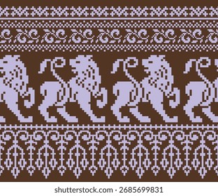 Geometric animal pattern, seamless horizontal design, designed for decoration, background, fabric, clothing.