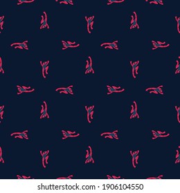 Geometric animal seamless pattern with doodle pink froggy ornament. Dark background. Creative design. Stock illustration. Vector design for textile, fabric, giftwrap, wallpapers.