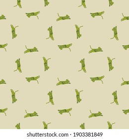 Geometric animal seamless zoo pattern with green little tiger  silhouettes. Light grey background. Flat vector print for textile, fabric, gift wrap, wallpapers. Endless illustration.