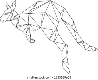 
geometric animals kangaroo line triangles origami vector