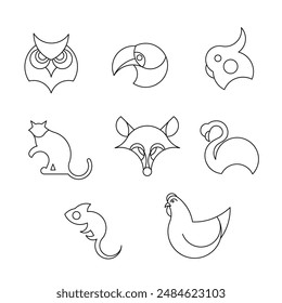 Geometric animals outline vector logo