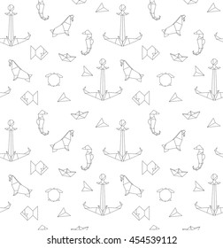 Geometric animals, seamless pattern, vector