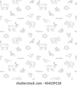 Geometric animals, seamless pattern, vector