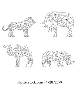 Geometric animals silhouettes.  Set of polygons